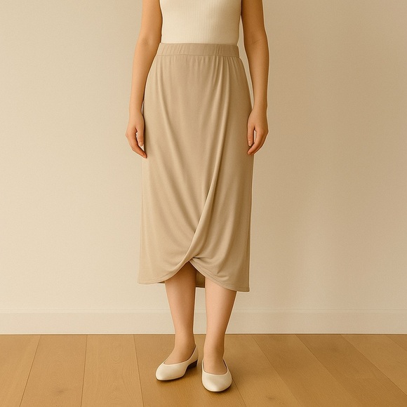 Sympli Stretch Jersey Skirt 10 Stone - Picture 1 of 10